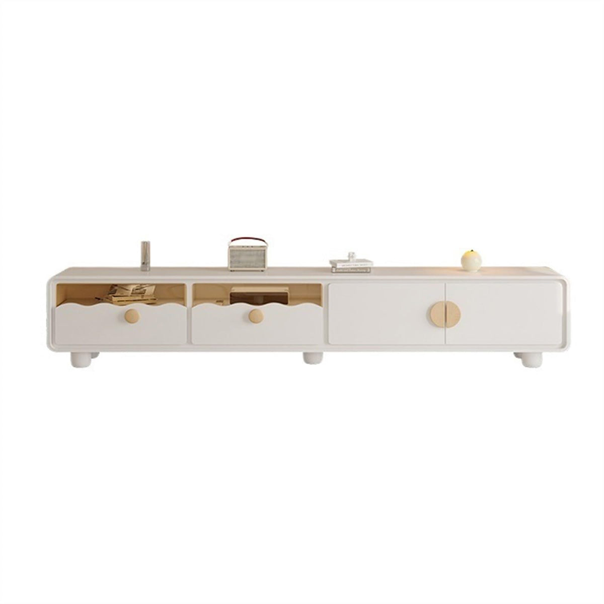 ZYYASHSV Rounded Two-Drawer TV Stand