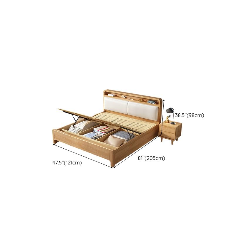 LAKIQ Storage Platform Bed with Upholstered Headboard