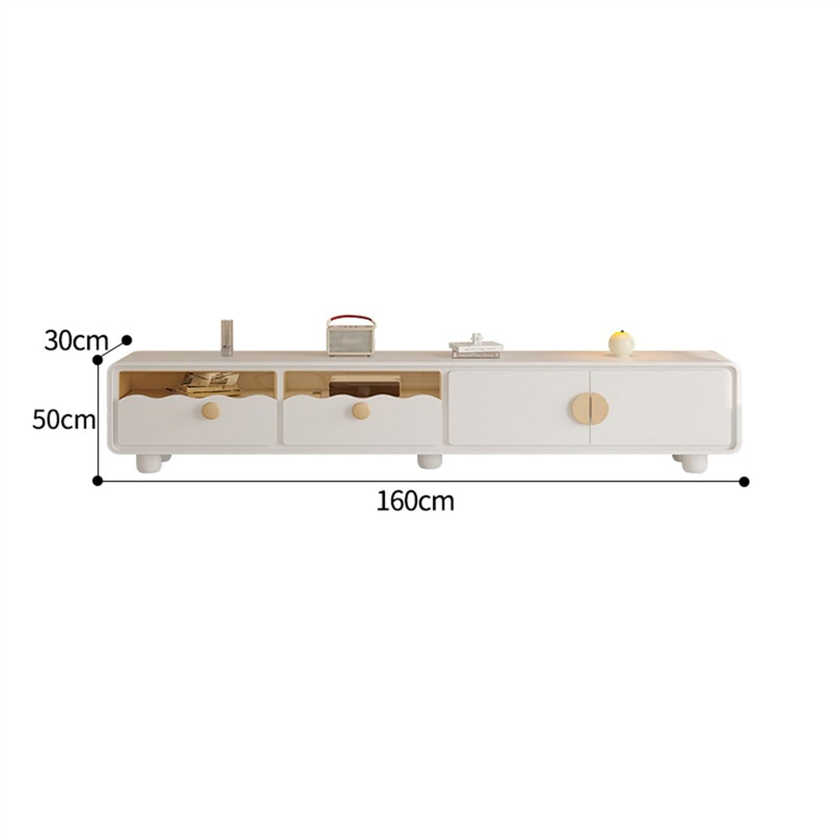 ZYYASHSV Rounded Two-Drawer TV Stand