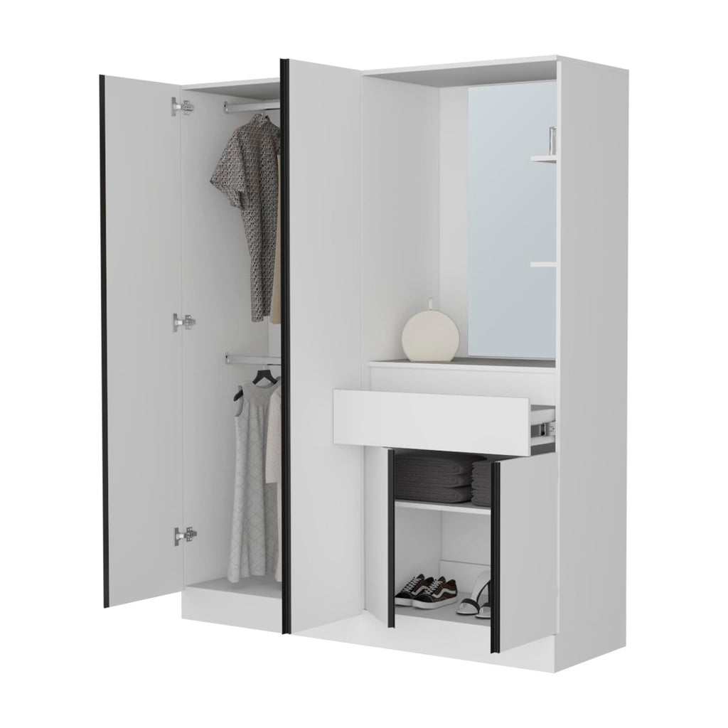 Wardrobe with Vanity Mirror and Storage