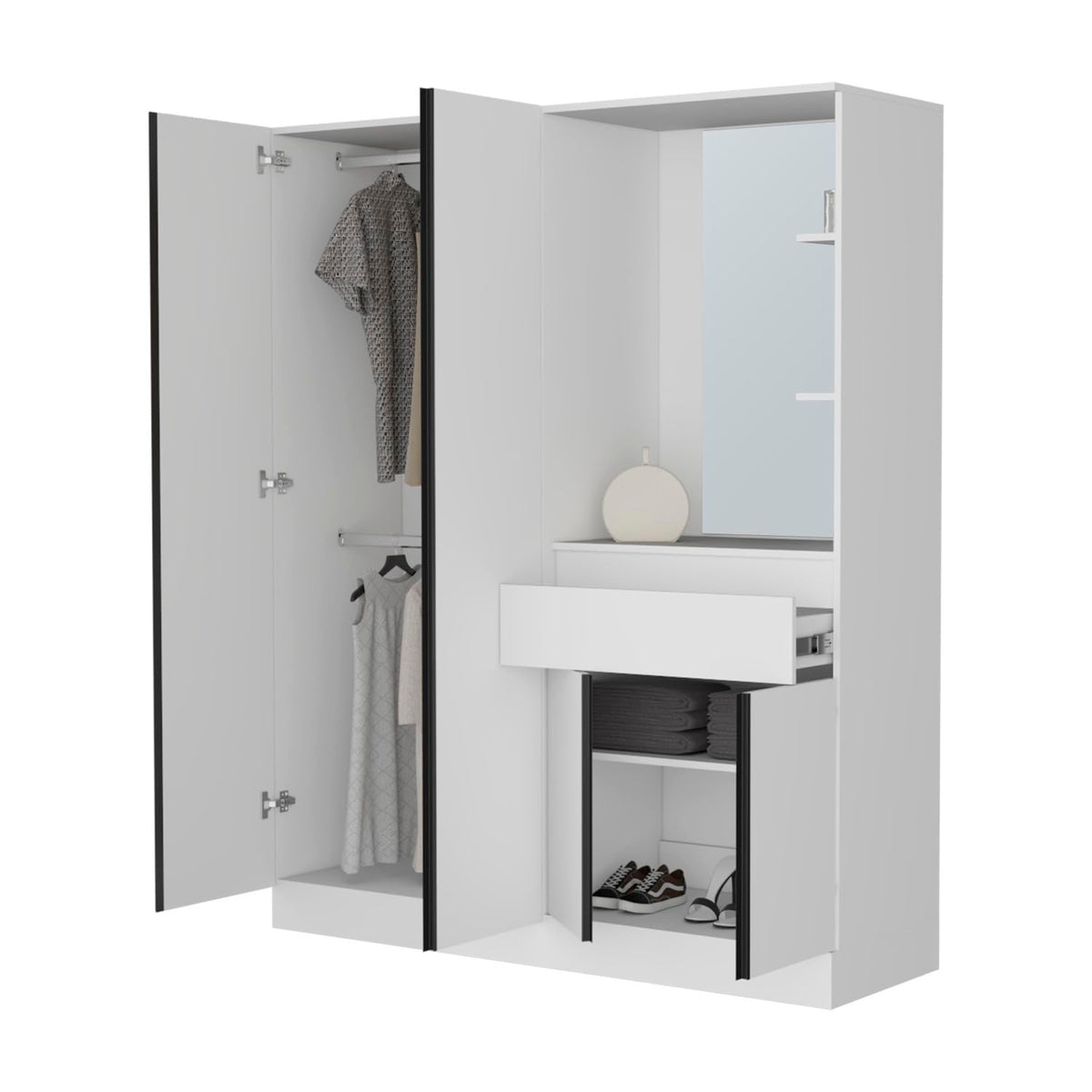 Wardrobe with Vanity Mirror and Storage