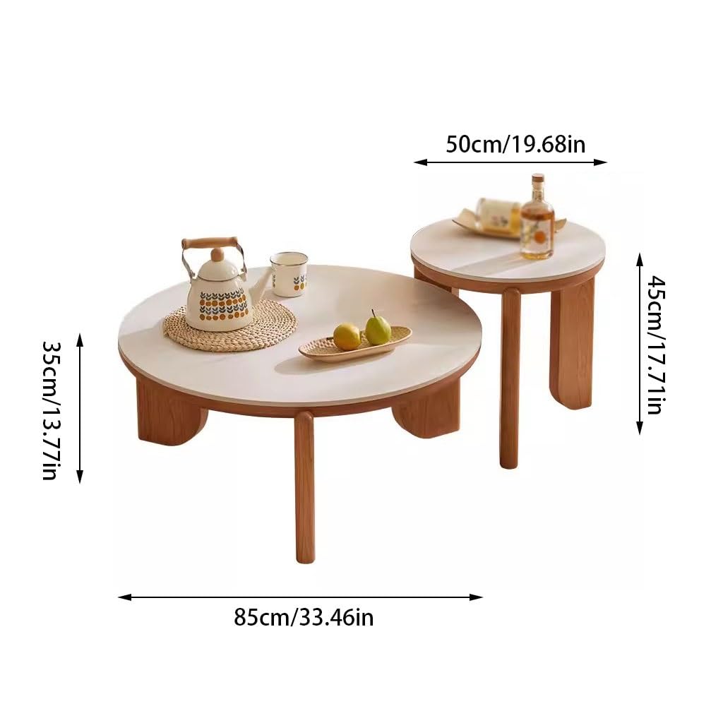 Solid Cherry Wood Round Coffee Table Set