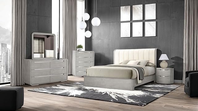 MASARA Light Gray Upholstered Platform Bed