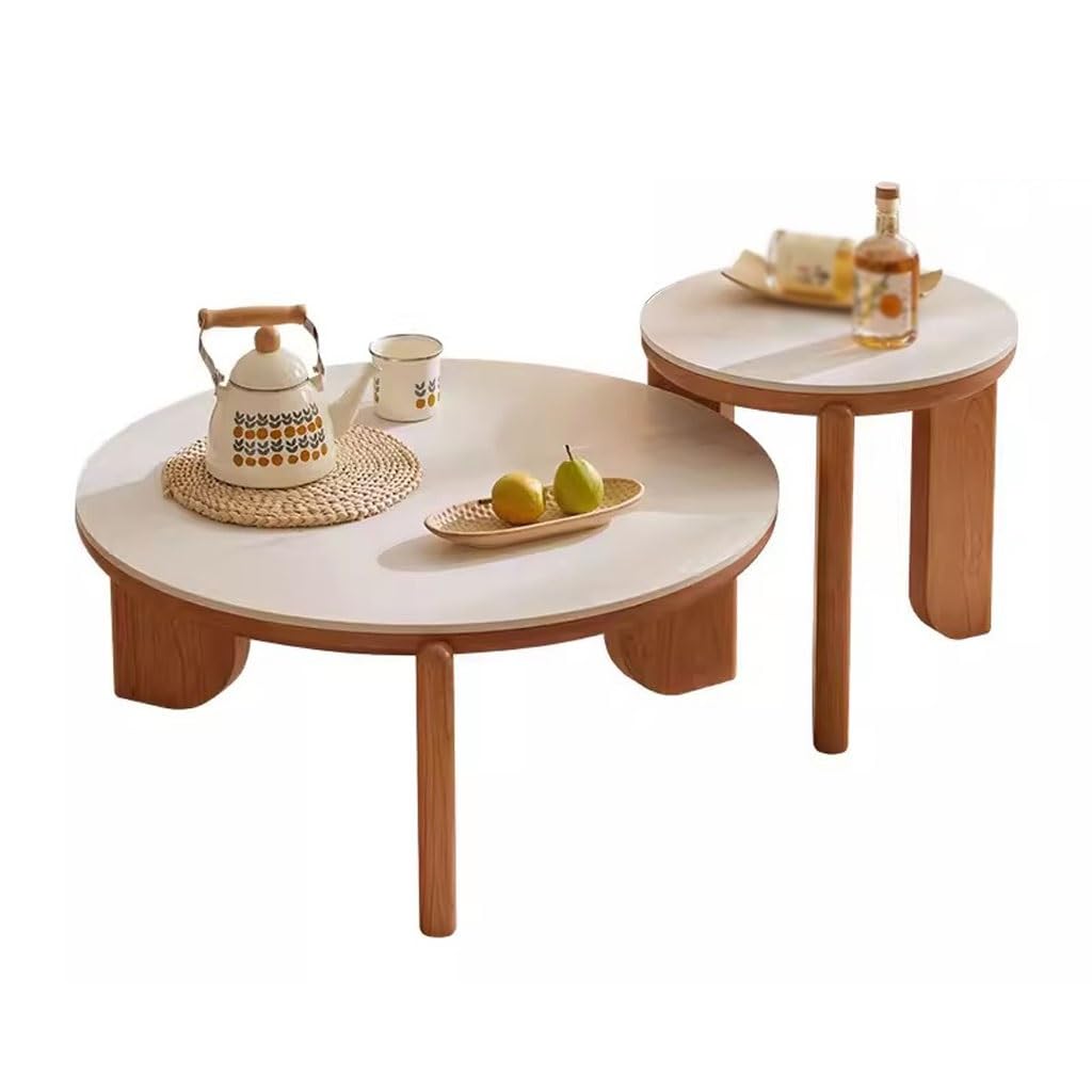 Solid Cherry Wood Round Coffee Table Set