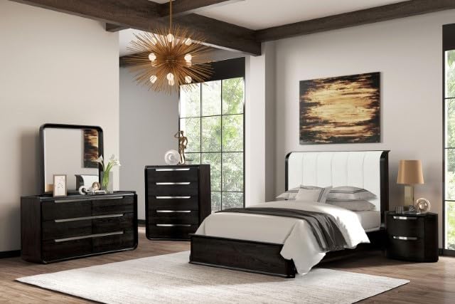 MASARA Black Upholstered Platform Bed