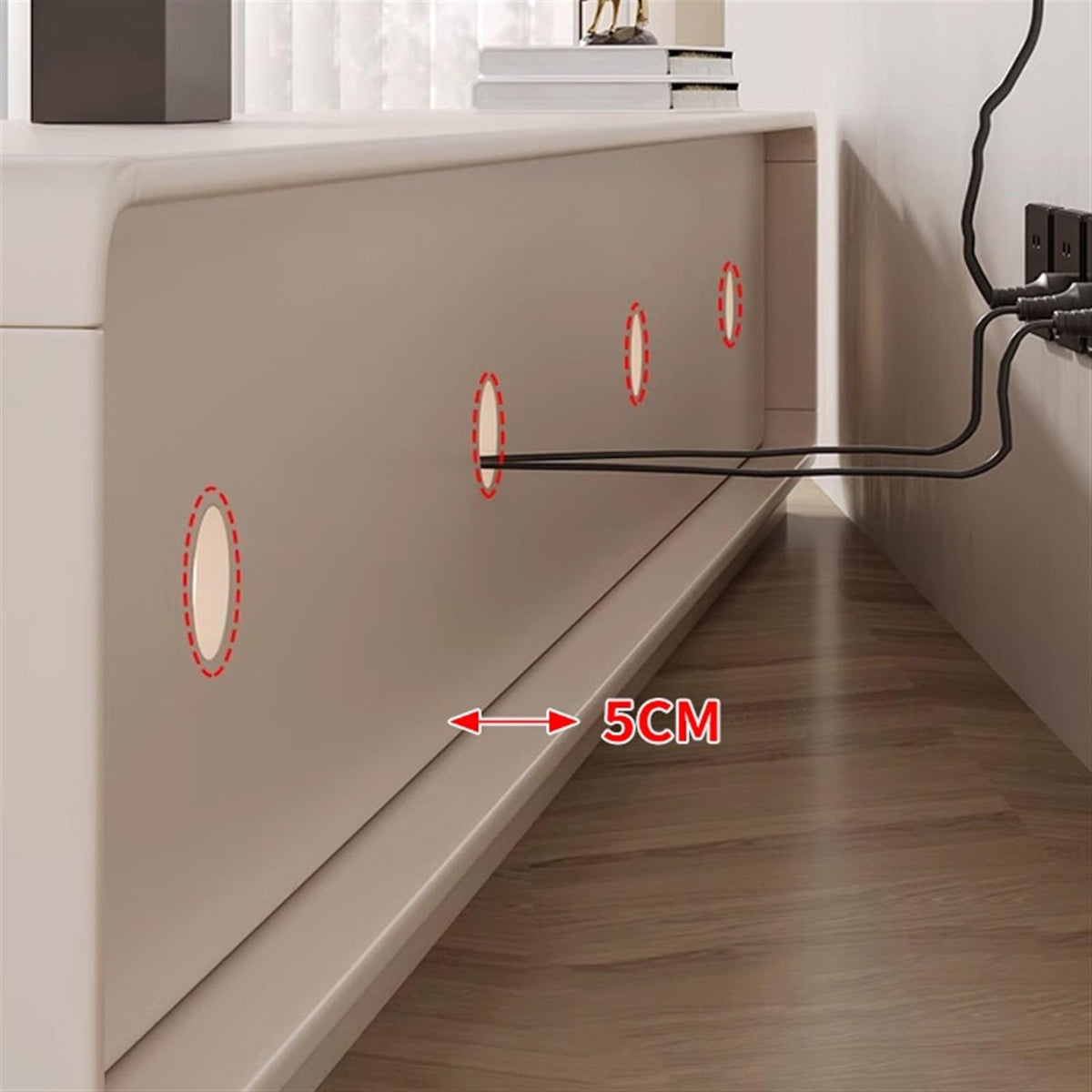 ZYYASHSV Rounded Two-Drawer TV Stand