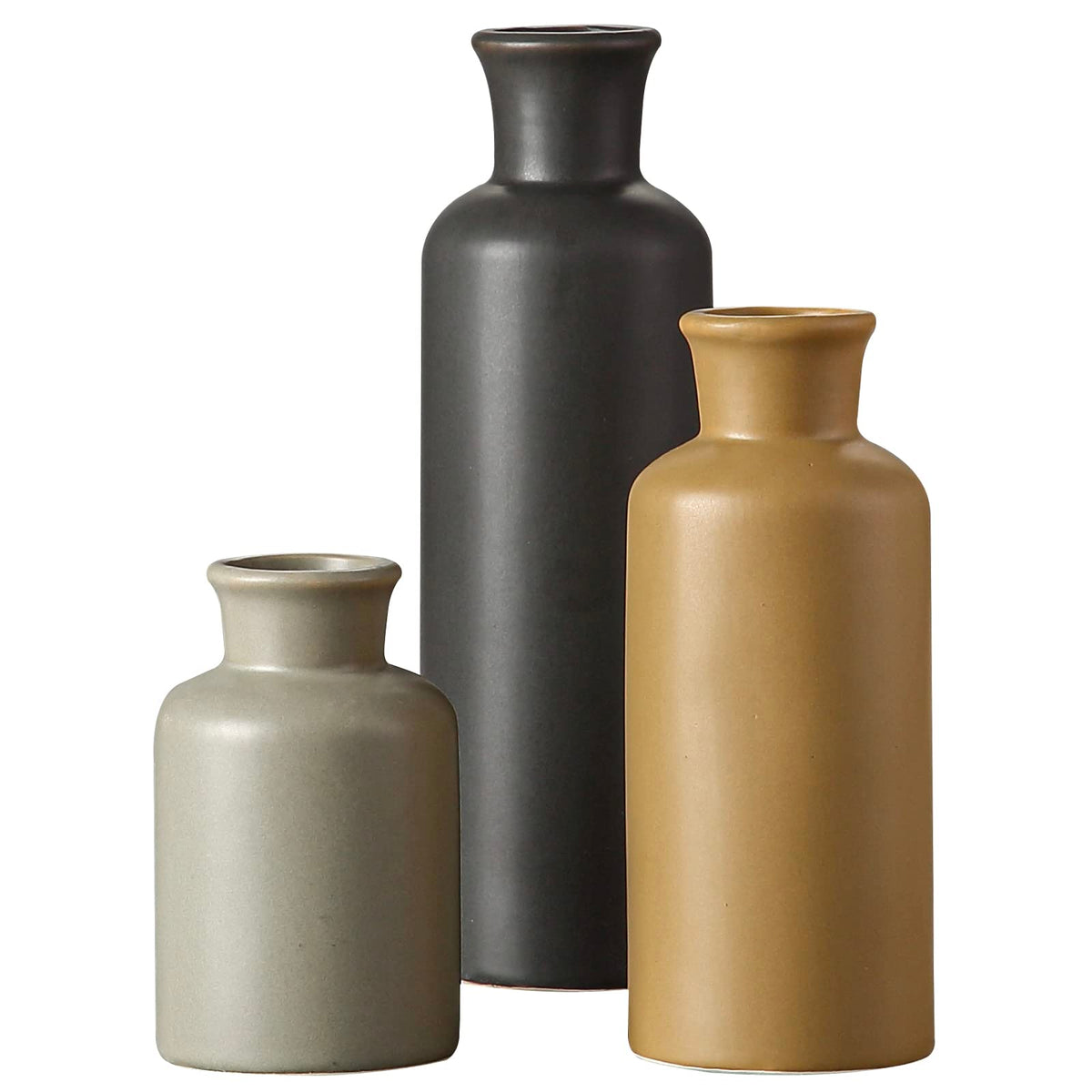 Three-Piece Rustic Ceramic Vase Set