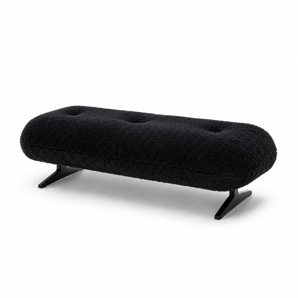 FUNEWBO Curved Bouclé Bedroom Bench