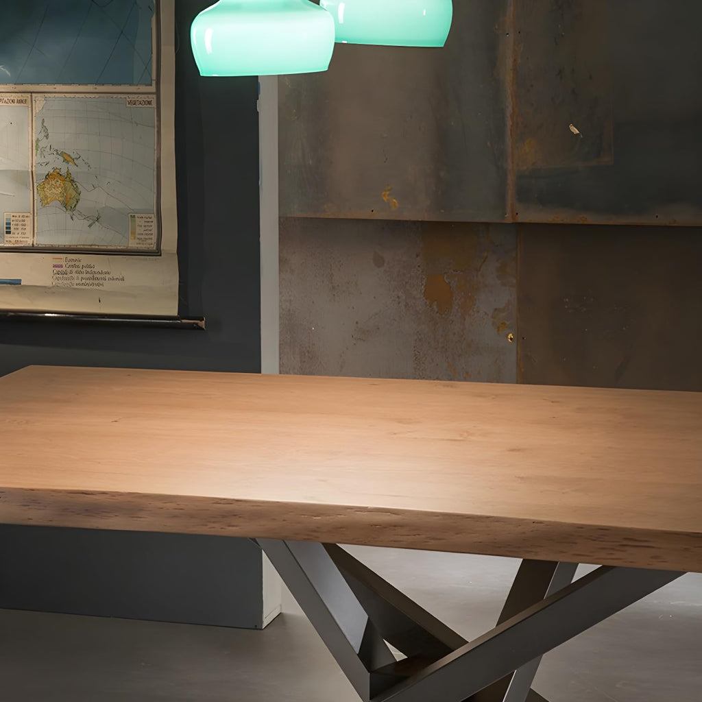 LITFAD Pine and Metal Pedestal Dining Table
