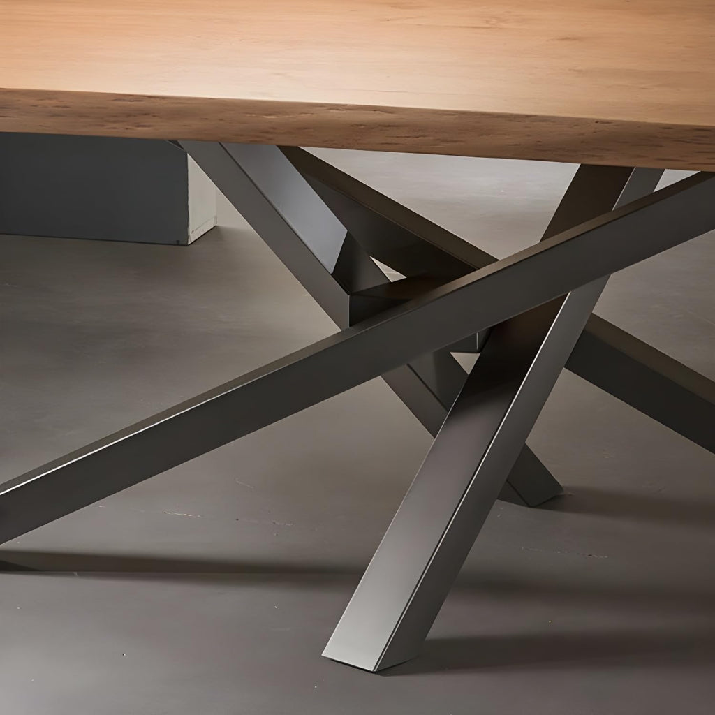 LITFAD Pine and Metal Pedestal Dining Table