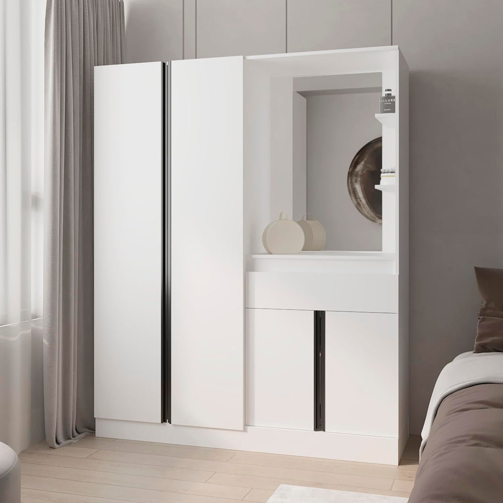 Wardrobe with Vanity Mirror and Storage