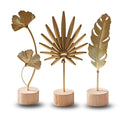 Gold Metal Leaf Sculpture Set