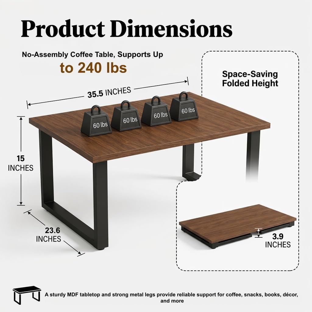 Walnut Folding Coffee Table