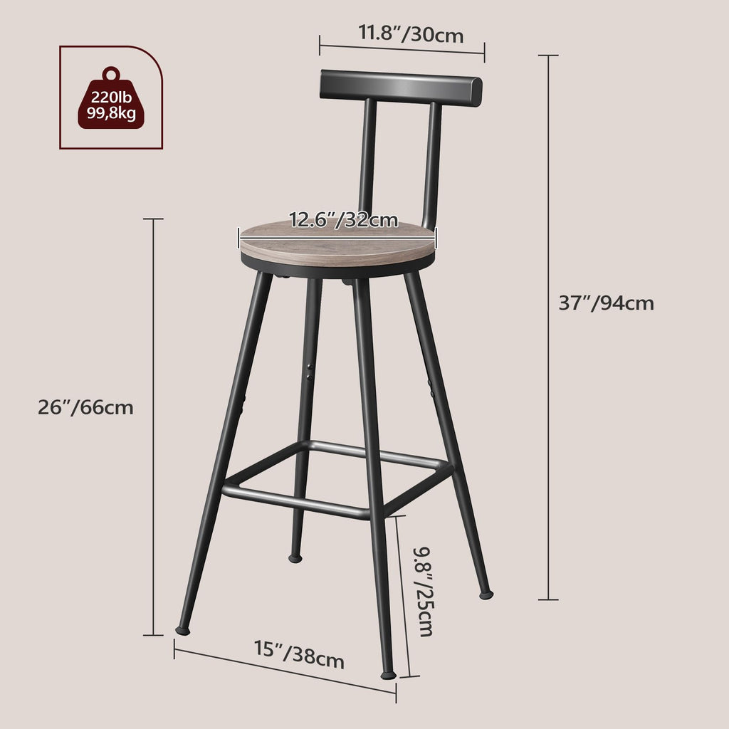 MAHANCRIS 26-Inch Bar Stools, Set of Two