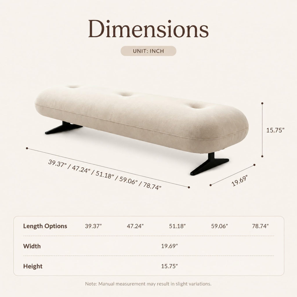 FUNEWBO Curved Bouclé Bedroom Bench