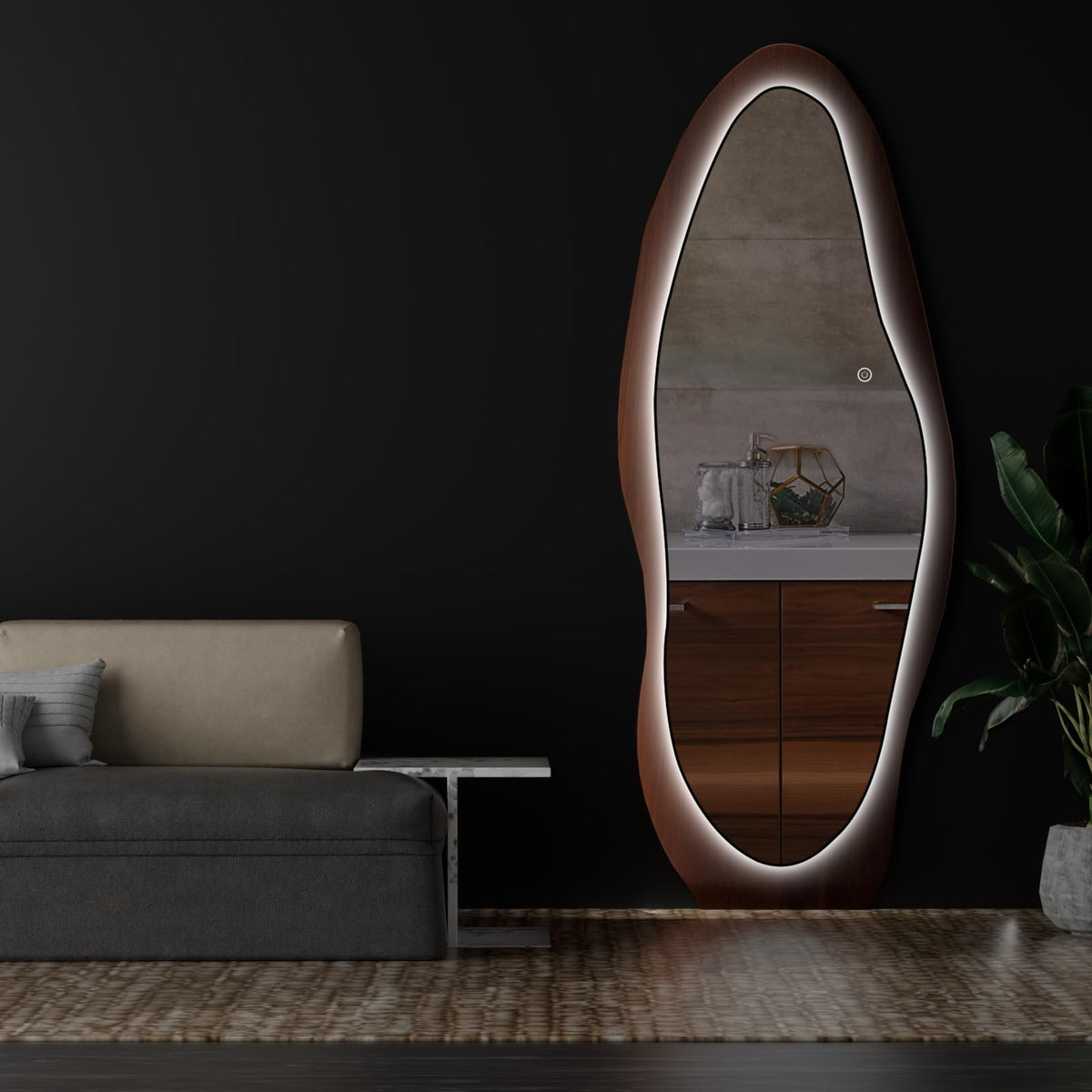 67-Inch Wavy LED Full-Length Mirror