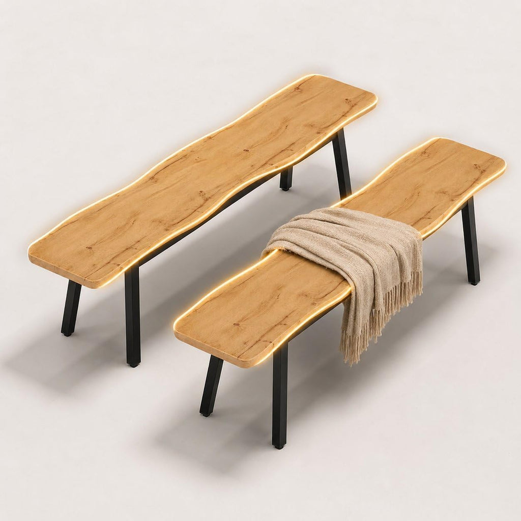 LAZZO Farmhouse Dining Benches, Set of Two