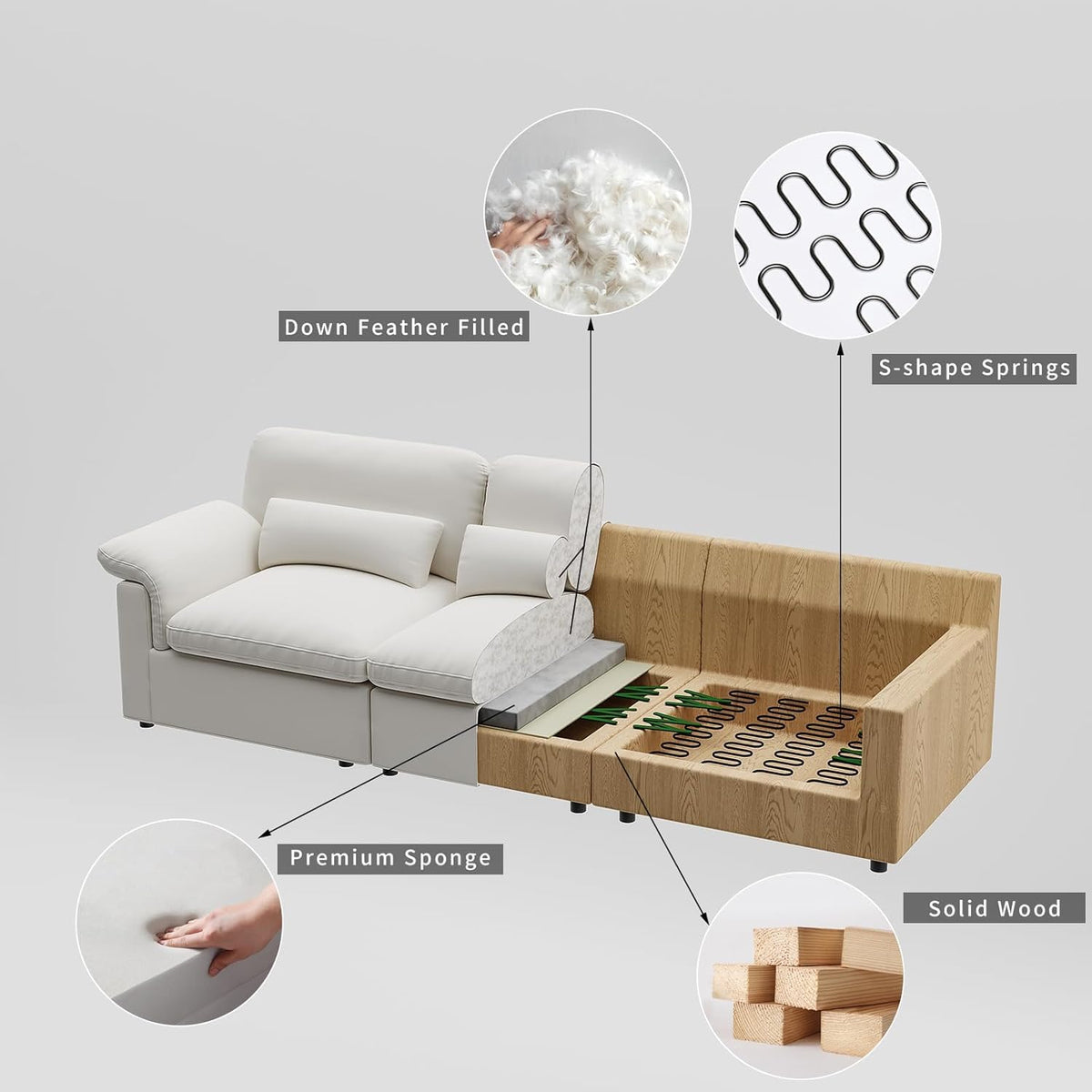 Cloud-Style Modular Sectional Sofa with Storage