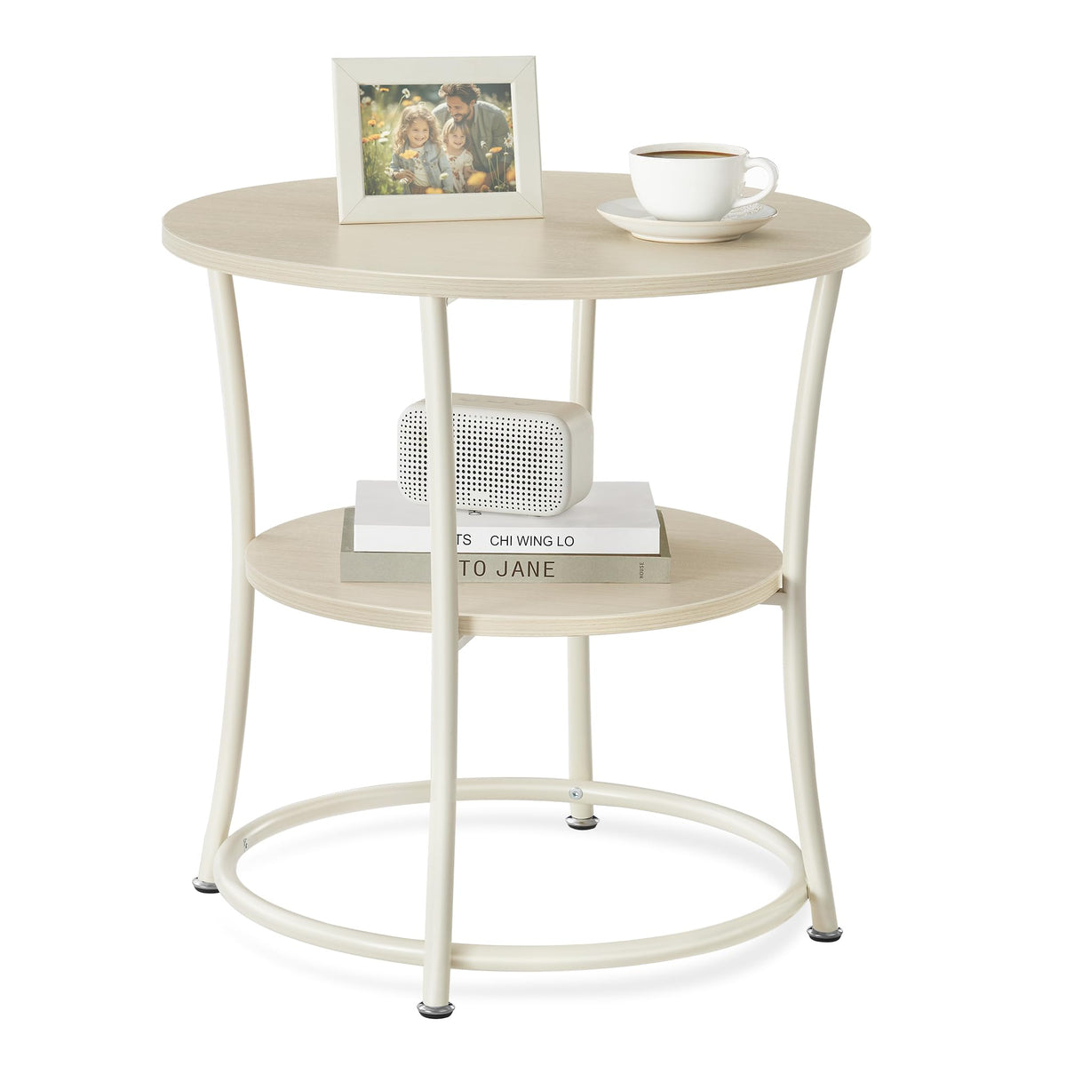 VASAGLE Round Steel-Frame Side Table