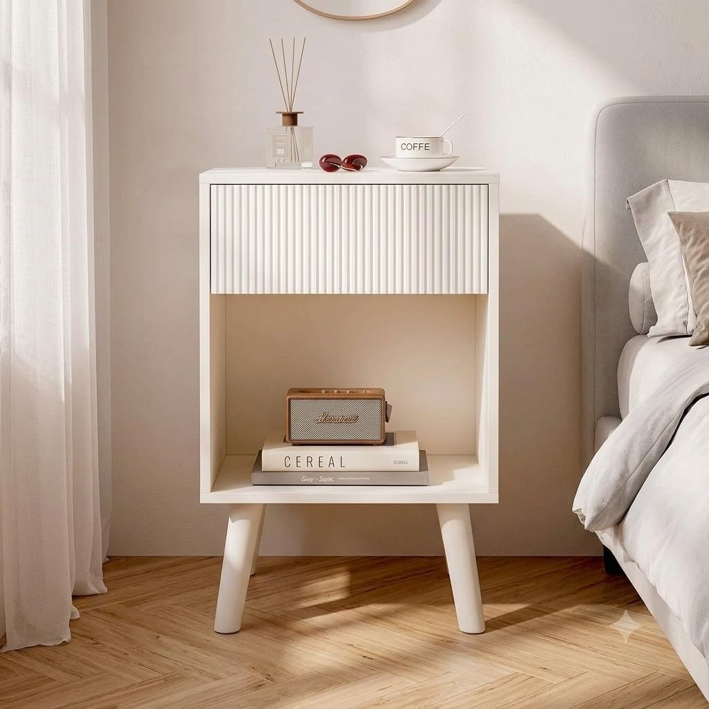 Fluted Two-Drawer Nightstand Set