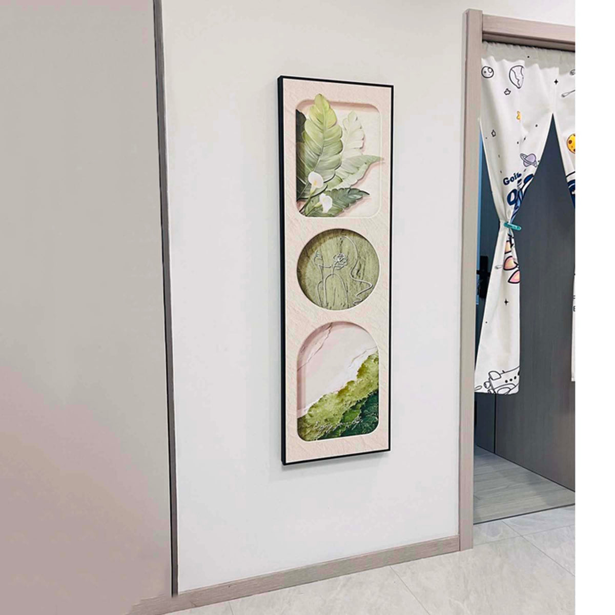 Sliding Mural with Hidden Full-Length Mirror