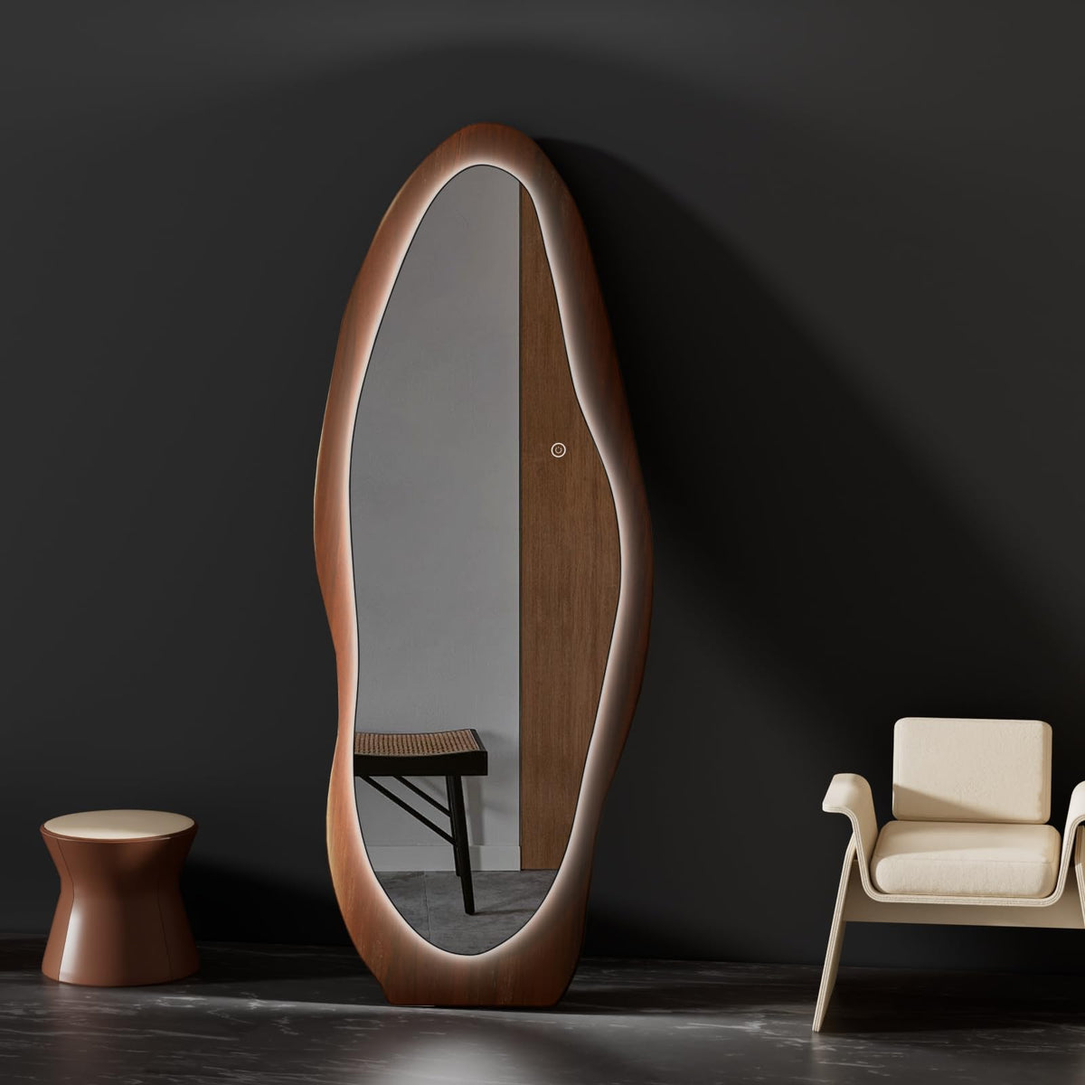 67-Inch Wavy LED Full-Length Mirror