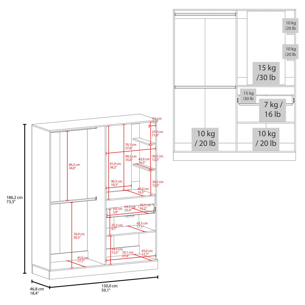 Wardrobe with Vanity Mirror and Storage