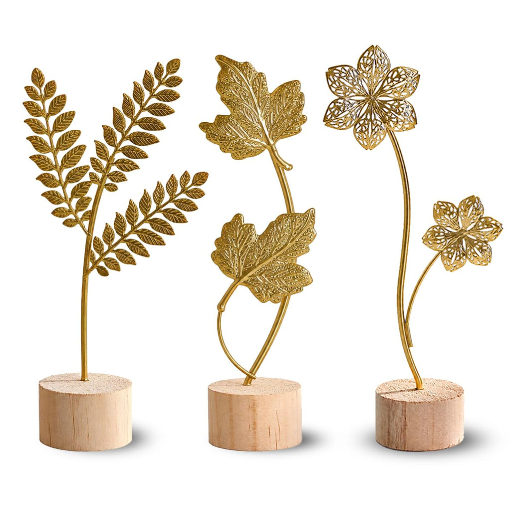 Gold Metal Leaf Sculpture Set