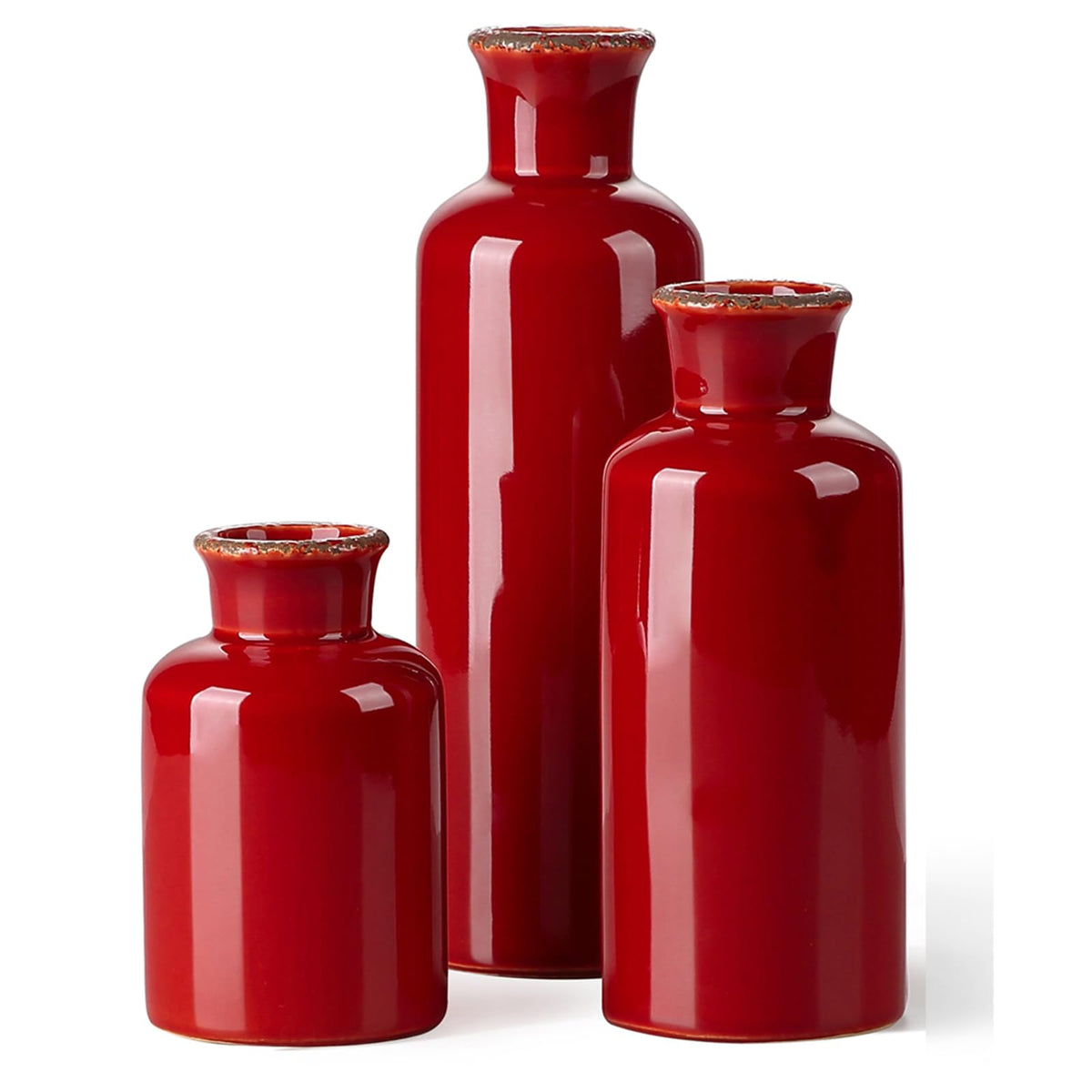 Three-Piece Rustic Ceramic Vase Set