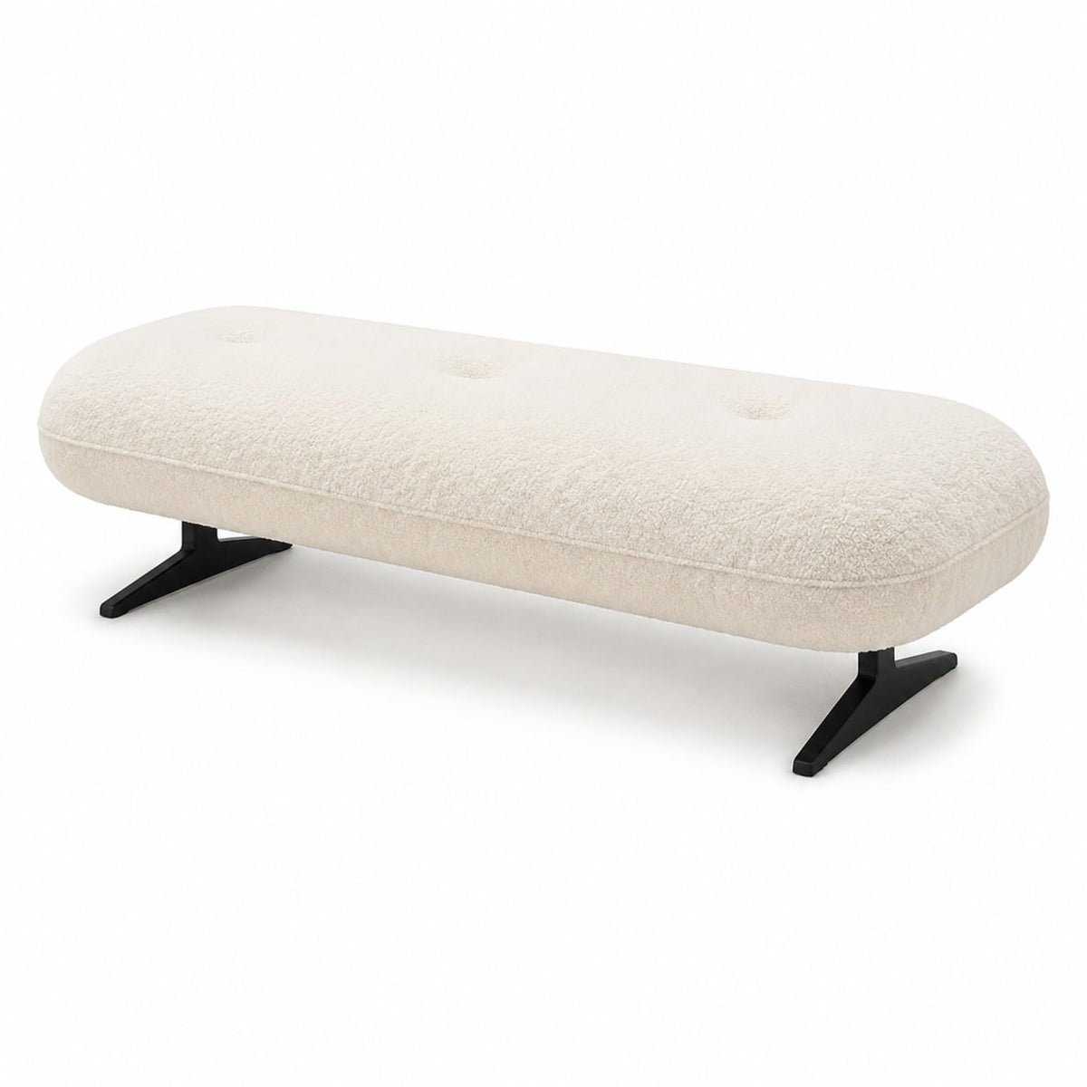 FUNEWBO Curved Bouclé Bedroom Bench