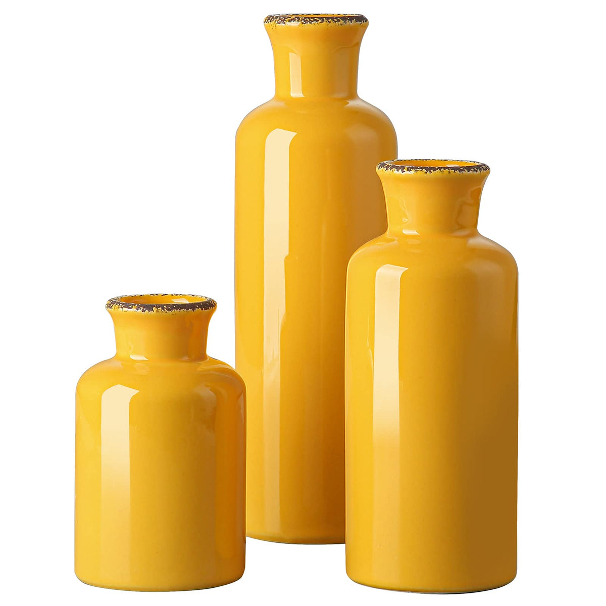 Three-Piece Rustic Ceramic Vase Set
