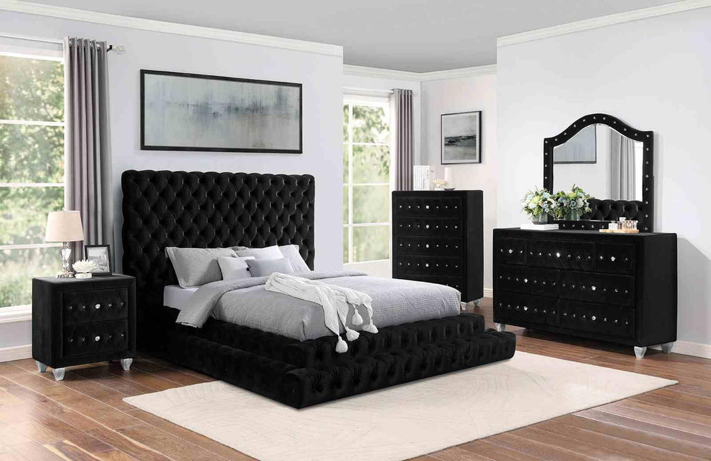 Tall Tufted Upholstered Platform Bed