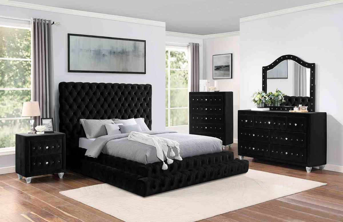 Tall Tufted Upholstered Platform Bed