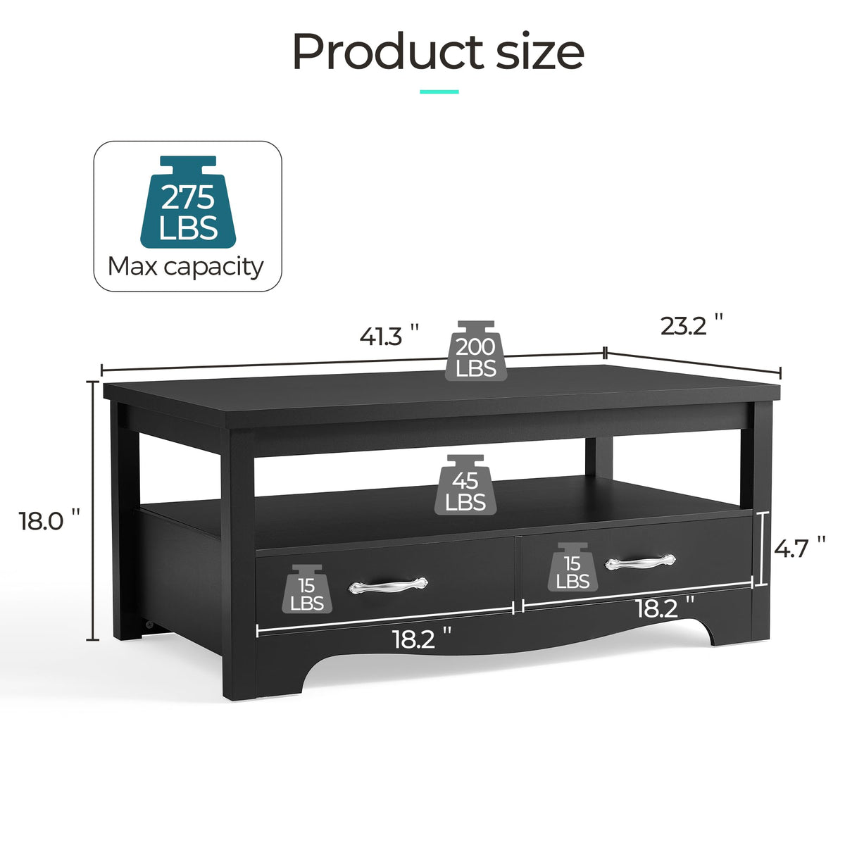 LINSY HOME Farmhouse Storage Coffee Table