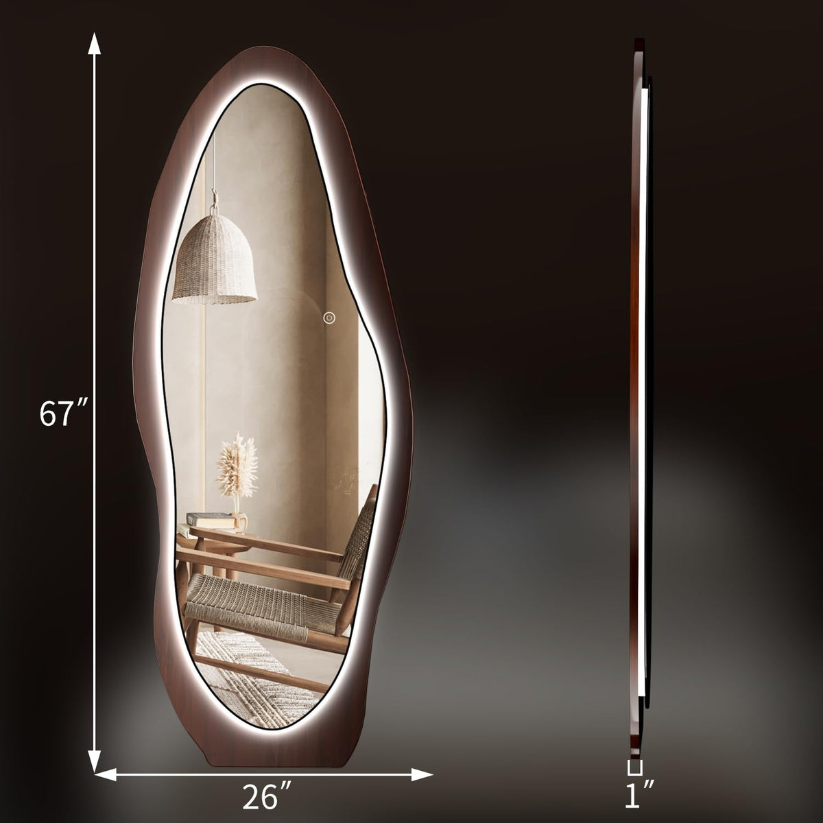67-Inch Wavy LED Full-Length Mirror