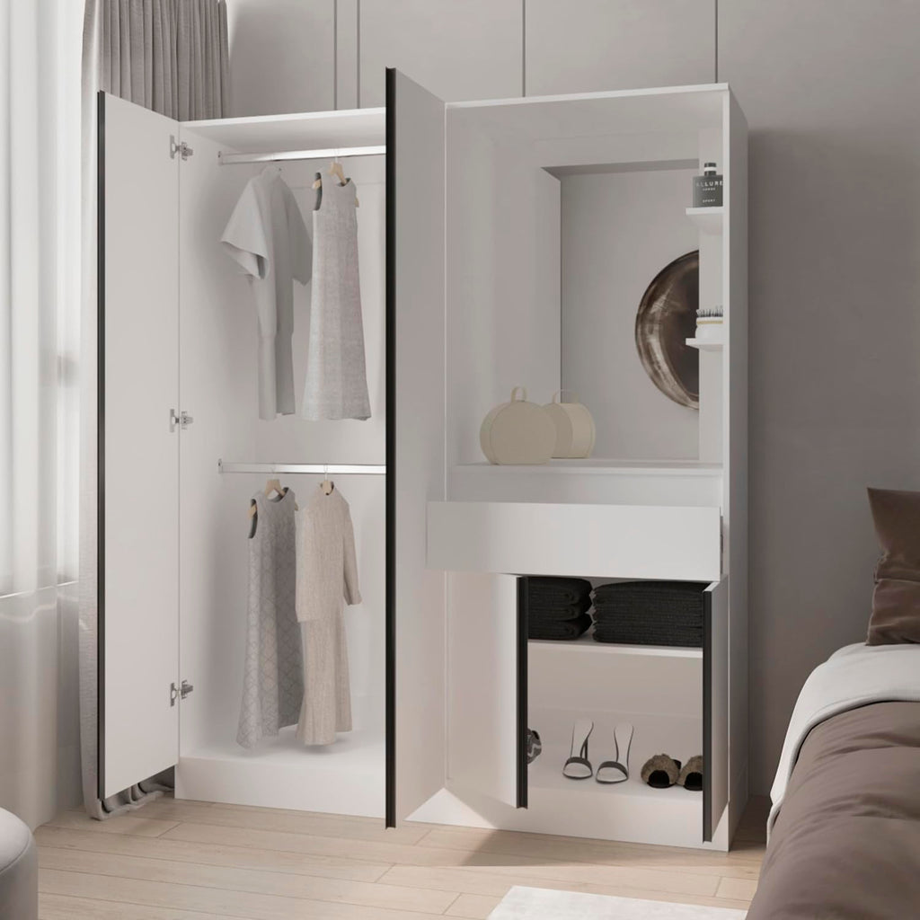 Wardrobe with Vanity Mirror and Storage