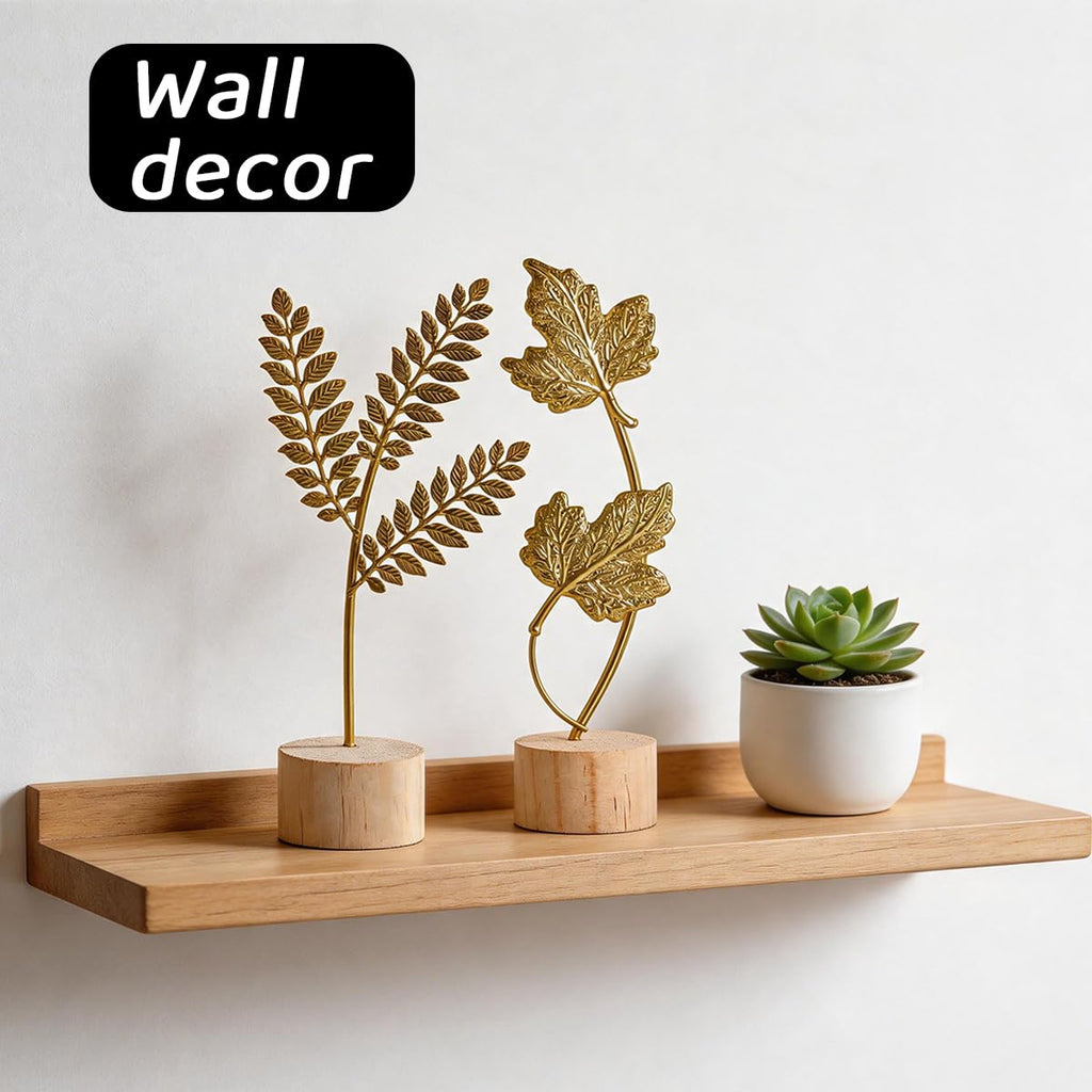 Gold Metal Leaf Sculpture Set