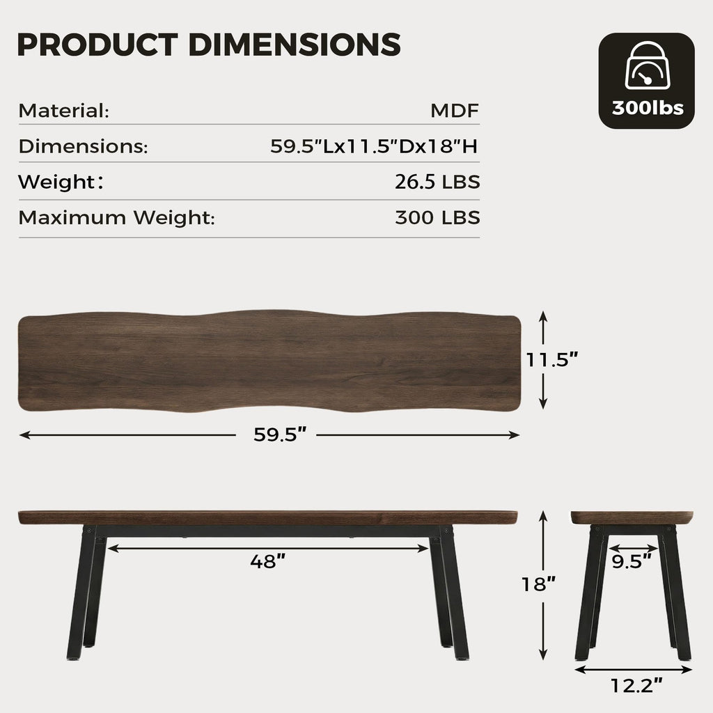 FUQARHY 59-Inch Dining Benches, Set of Two