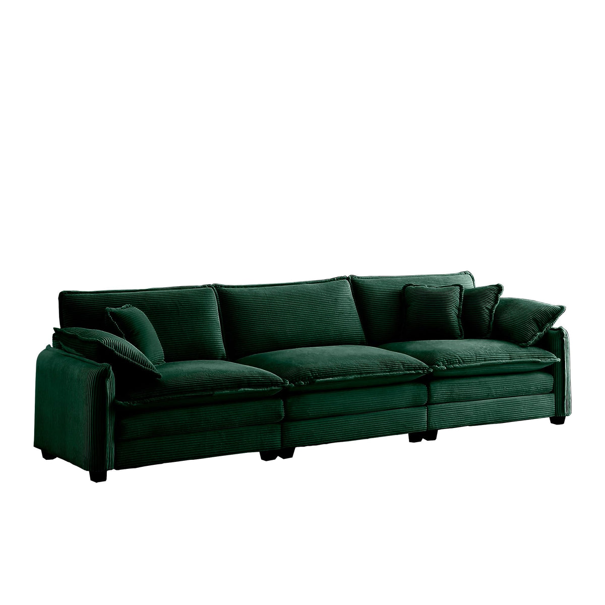 Green Corduroy 3-Seater Sectional Sofa