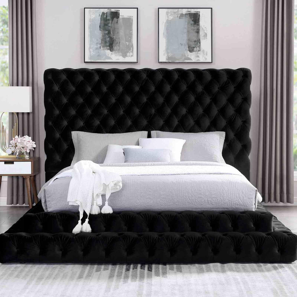Tall Tufted Upholstered Platform Bed