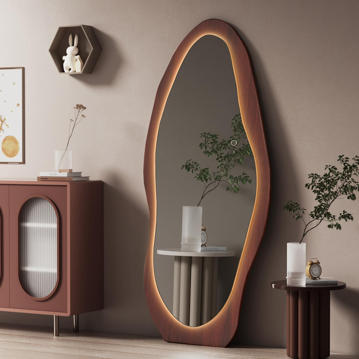 67-Inch Wavy LED Full-Length Mirror