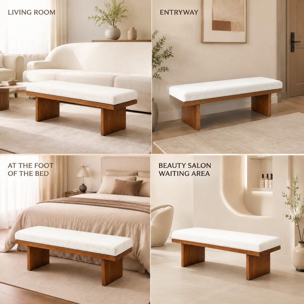Solid Wood Upholstered Bedroom Bench