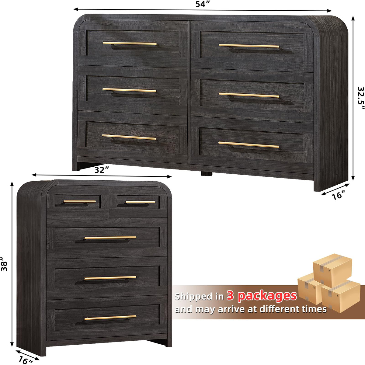 JINVICJIASI Curved Bedroom Dresser