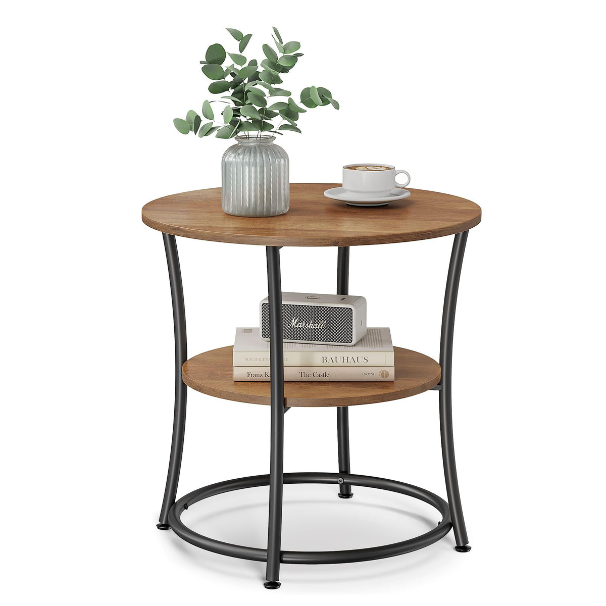 VASAGLE Round Steel-Frame Side Table