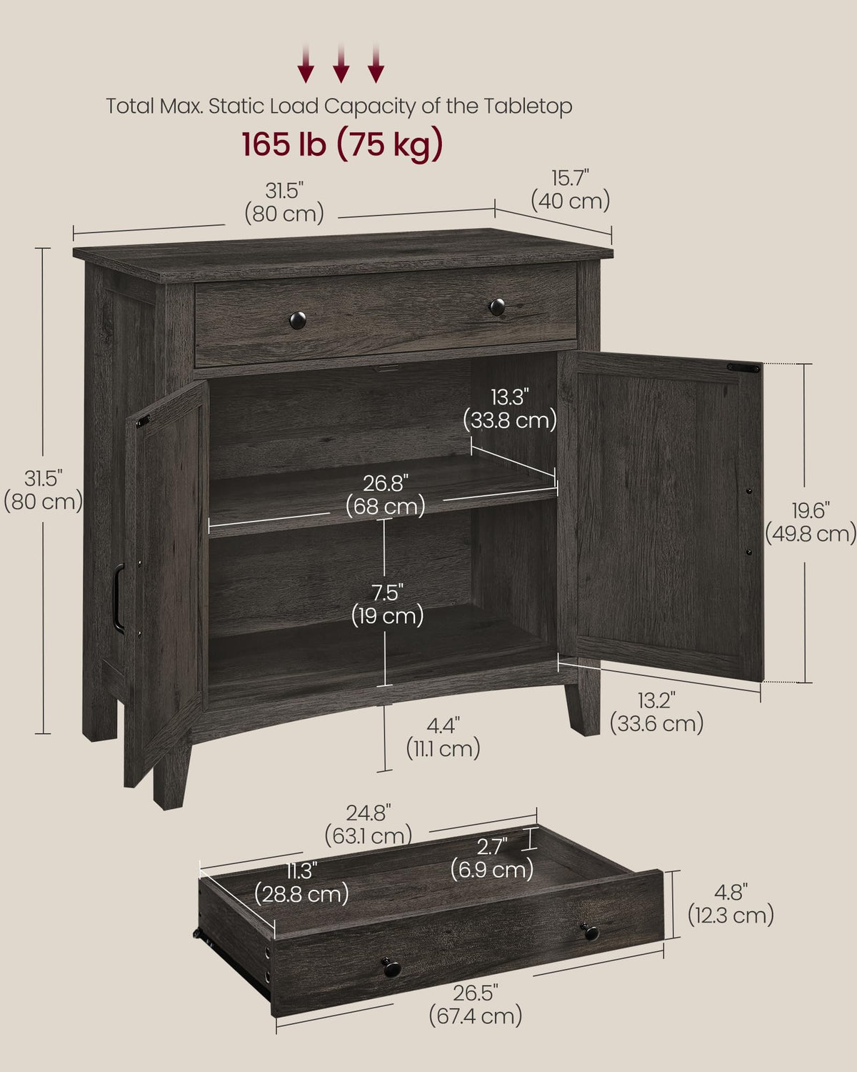 VASAGLE LIRY Buffet and Coffee Bar Cabinet