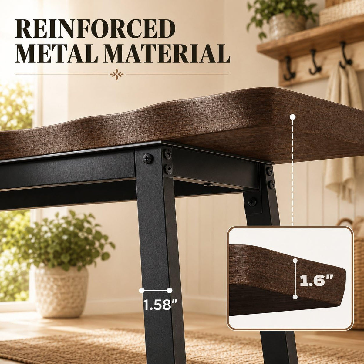 LAZZO Farmhouse Dining Benches, Set of Two