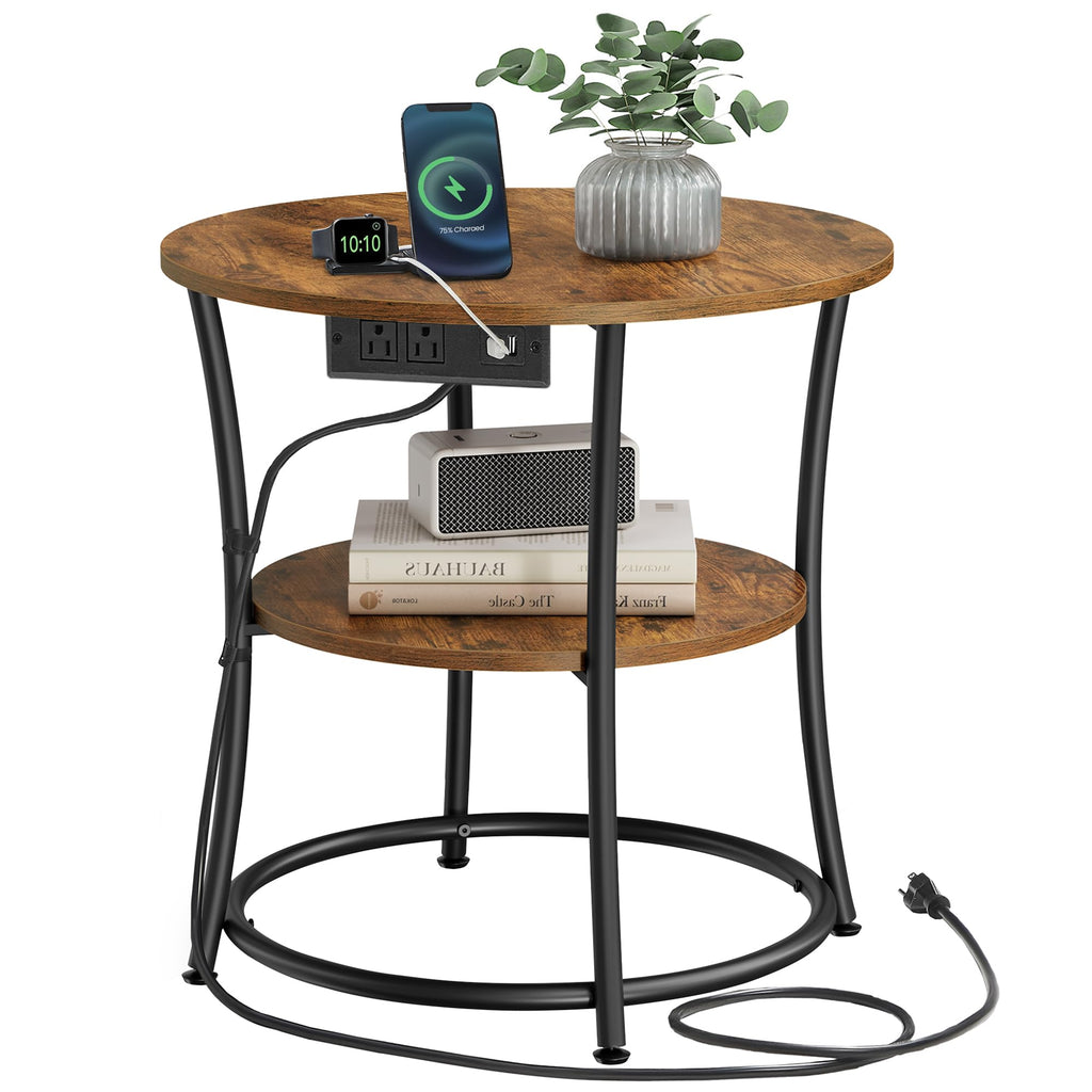 VASAGLE Round Steel-Frame Side Table
