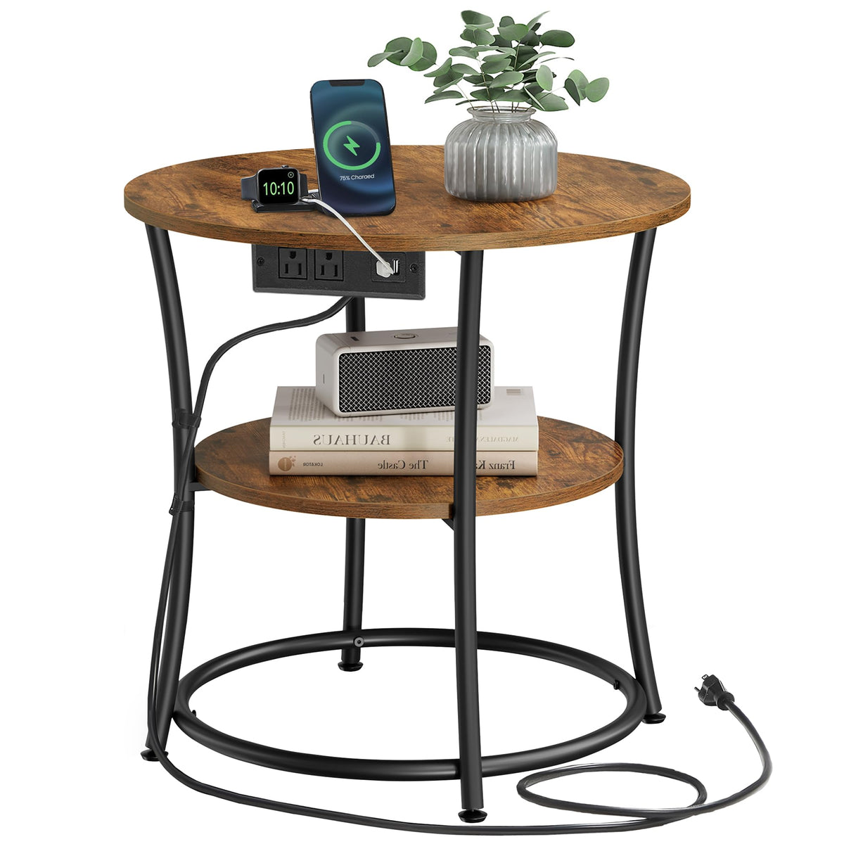 VASAGLE Round Steel-Frame Side Table
