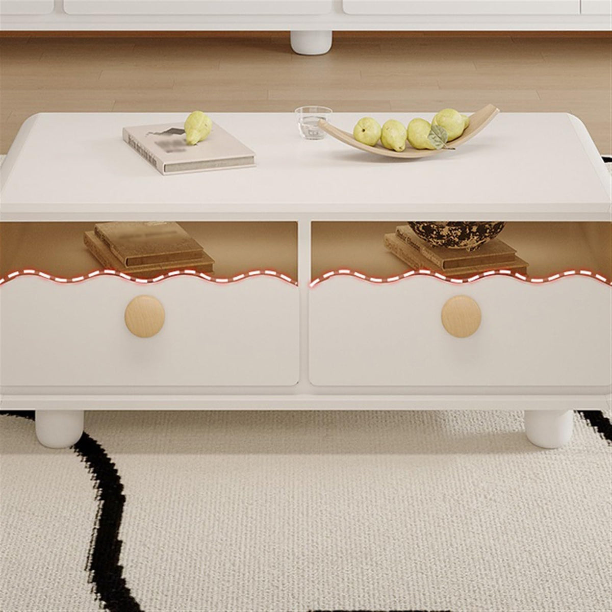 ZYYASHSV Rounded Two-Drawer TV Stand