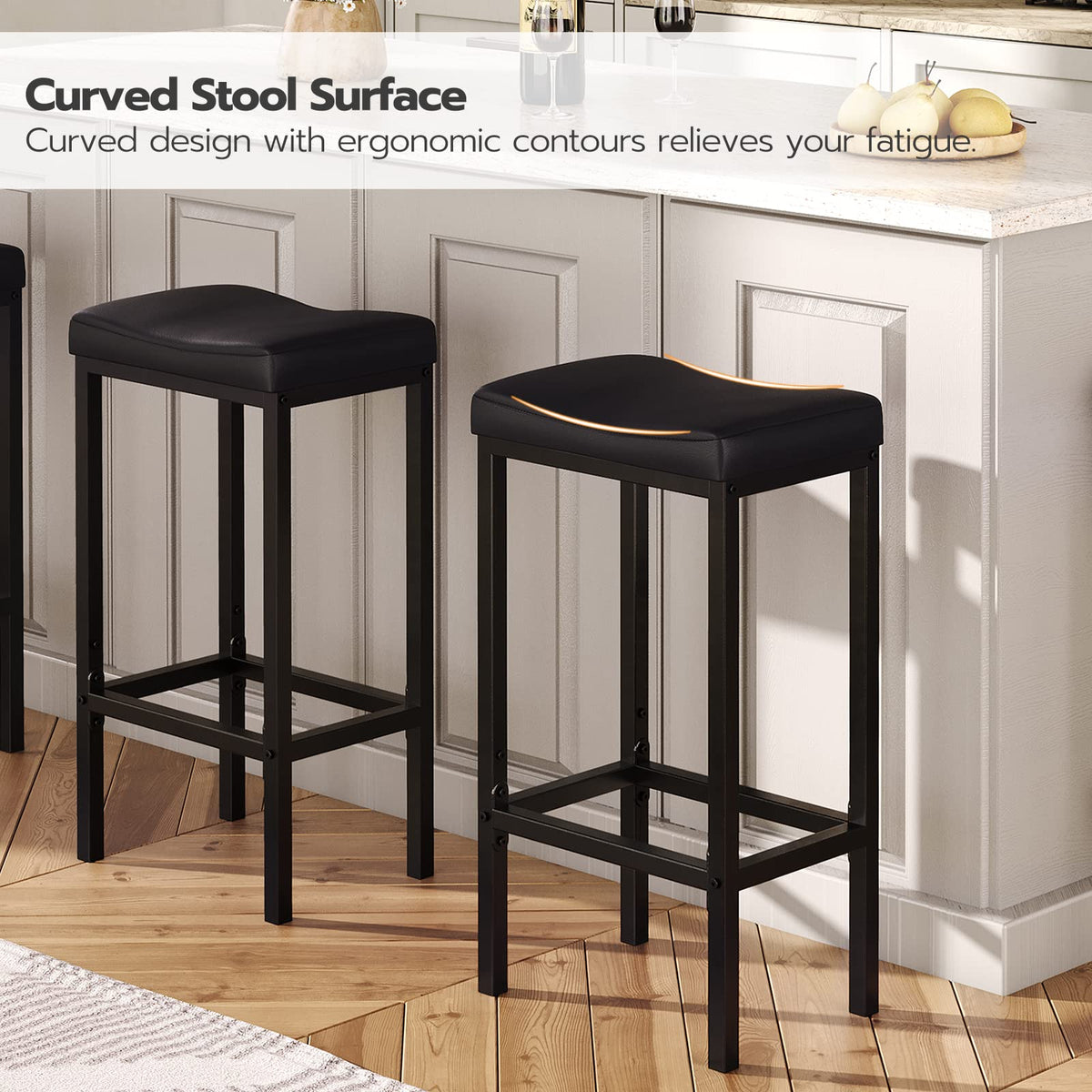HOOBRO Upholstered Saddle Bar Stools